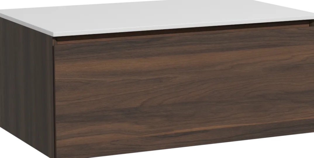 Storke Edge badkamermeubel met Tavola wastafelblad voor waskom(men)