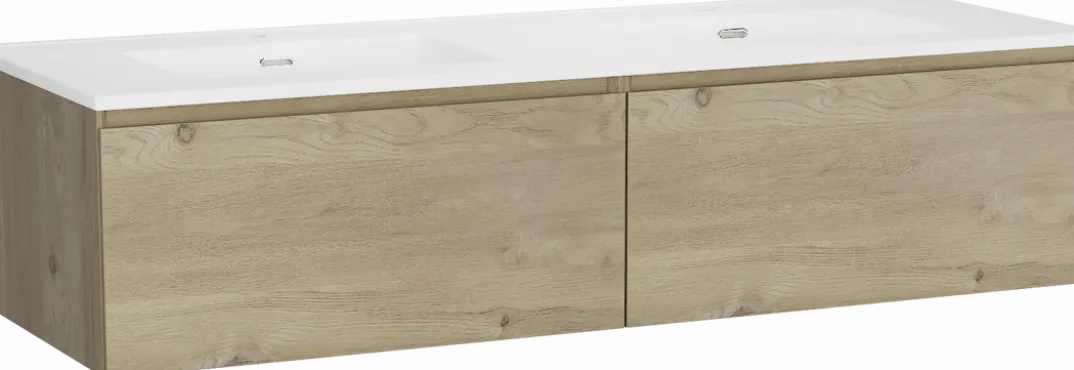 Storke Edge badkamermeubel met Kera wastafel, afvoerpluggen inbegrepen