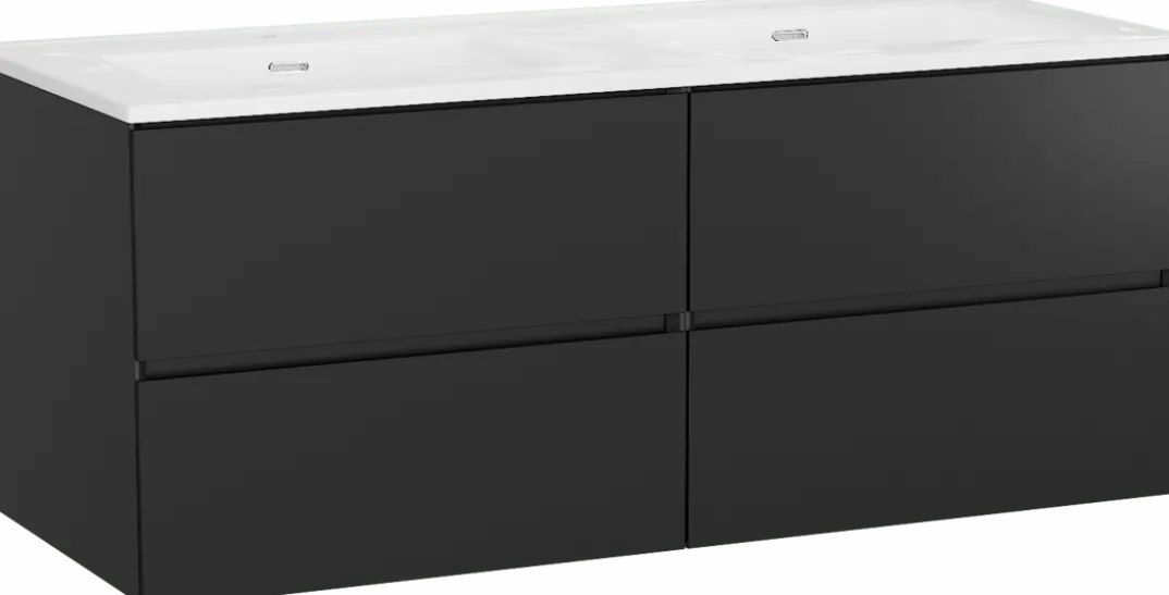 Storke Edge badkamermeubel met Kera wastafel, afvoerpluggen inbegrepen