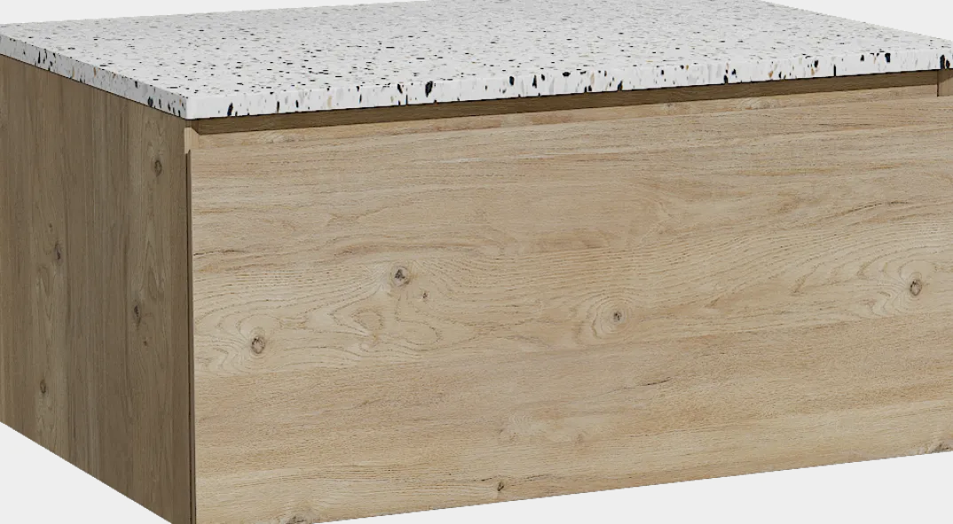 Storke Edge badkamermeubel met Tavola wastafelblad voor waskom(men)