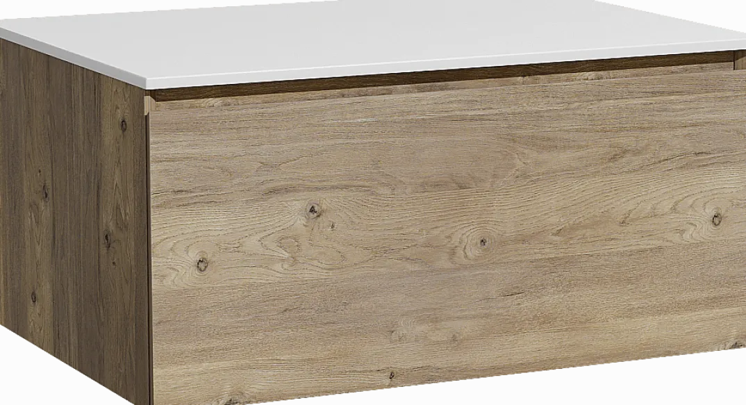 Storke Edge badkamermeubel met Tavola wastafelblad voor waskom(men)