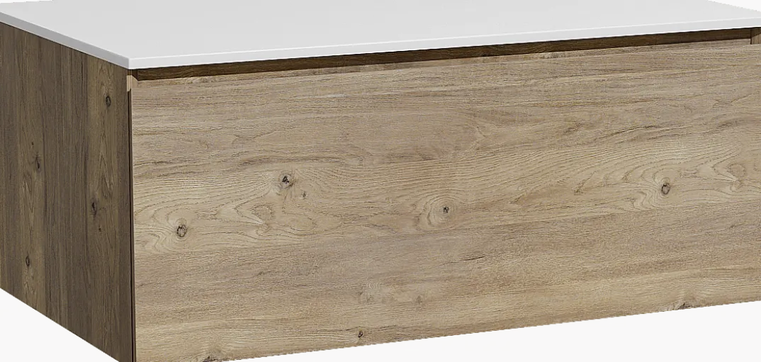 Storke Edge badkamermeubel met Tavola wastafelblad voor waskom(men)