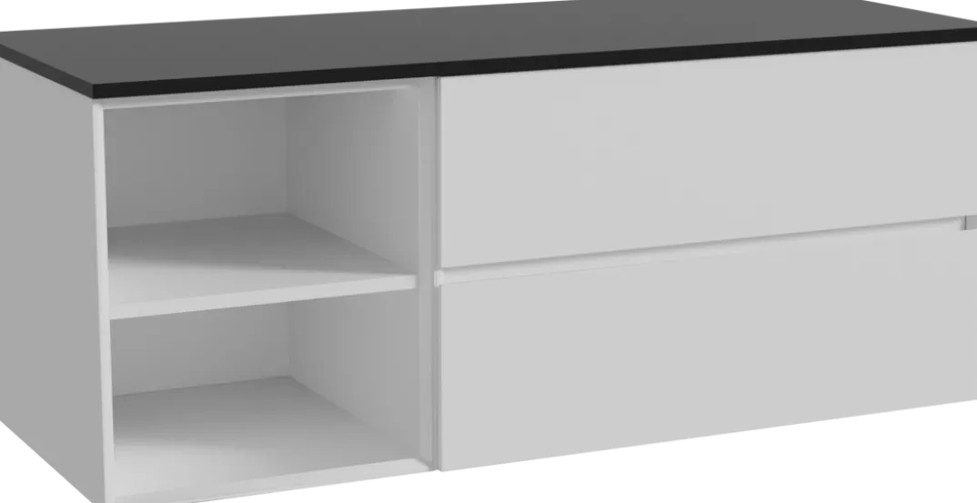 Storke Edge badkamermeubel met Panton wastafelblad voor waskom(men)