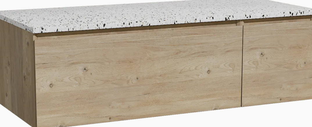 Storke Edge badkamermeubel met Tavola wastafelblad voor waskom(men)