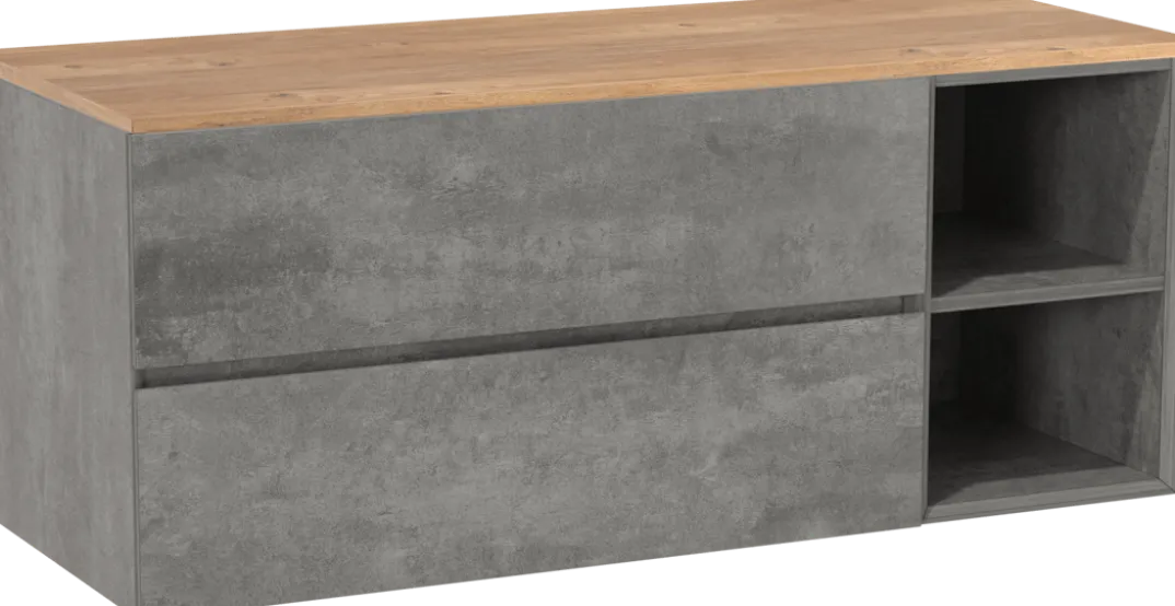 Storke Edge badkamermeubel met Panton wastafelblad voor waskom(men)