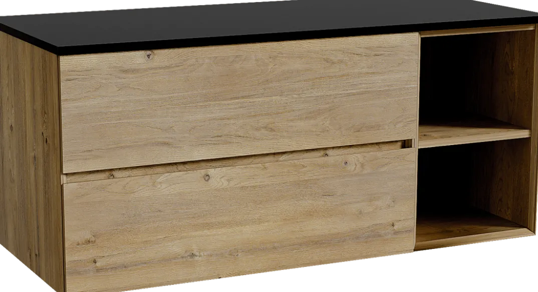 Storke Edge badkamermeubel met Panton wastafelblad voor waskom(men)