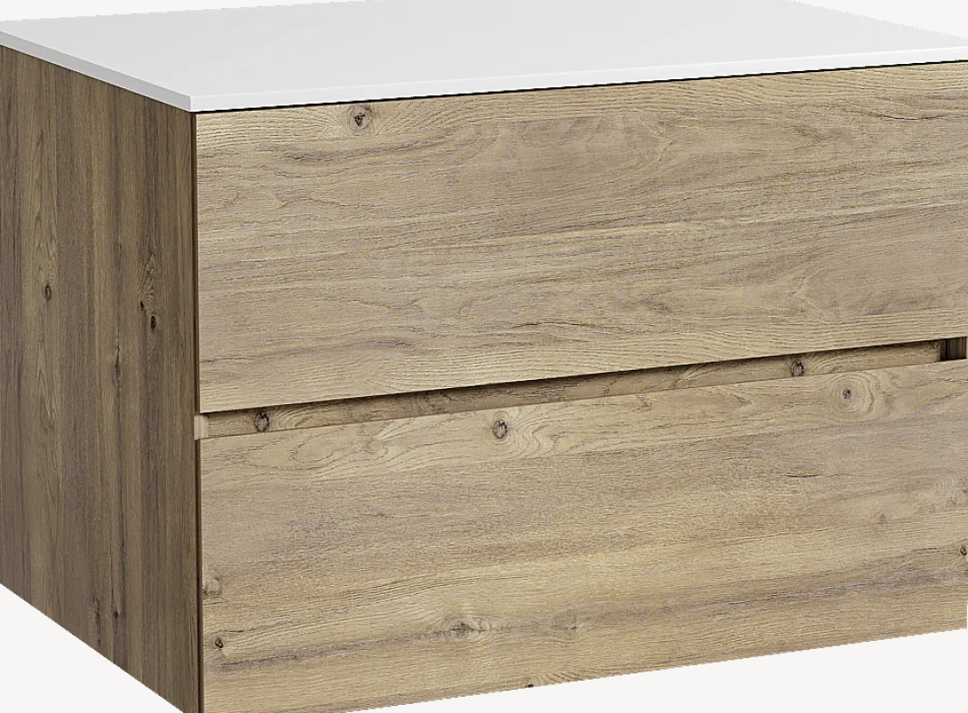 Storke Edge badkamermeubel met Tavola wastafelblad voor waskom(men)