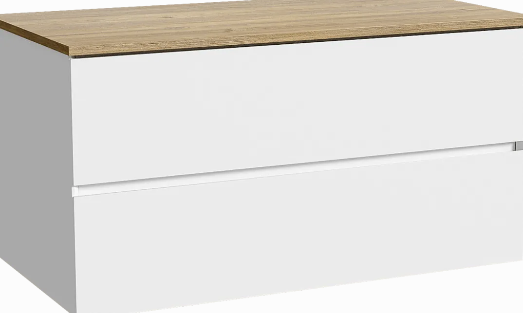 Storke Edge badkamermeubel met Panton wastafelblad voor waskom(men)