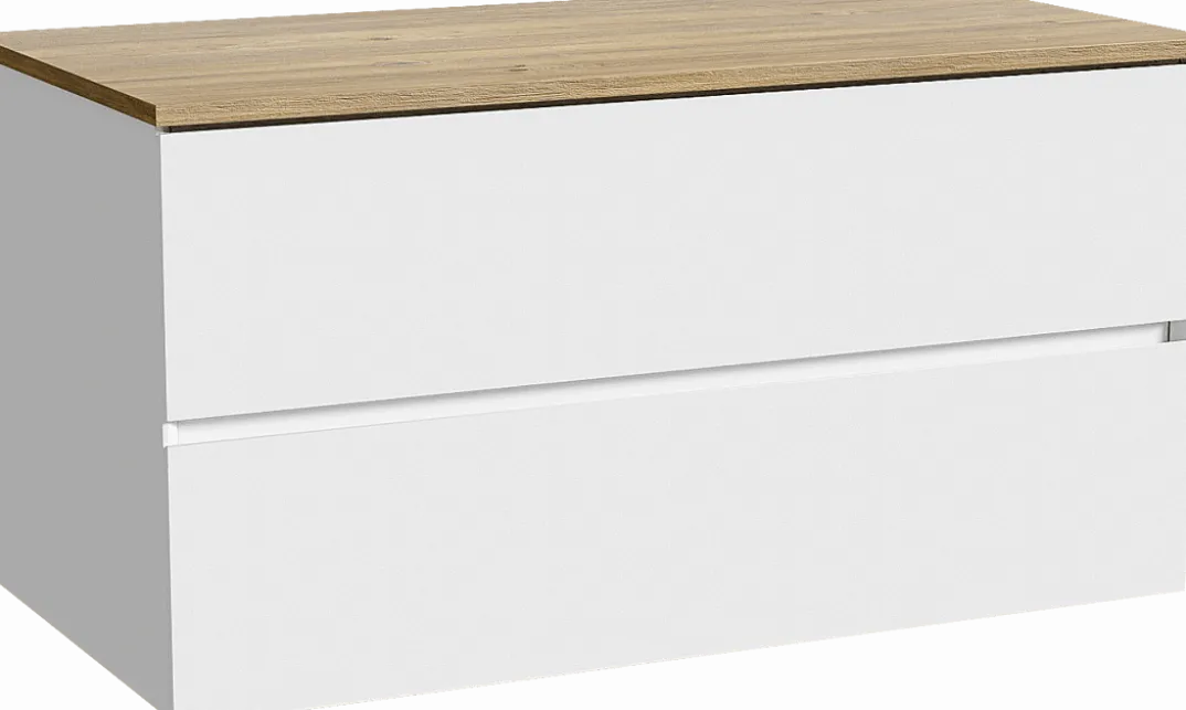 Storke Edge badkamermeubel met Panton wastafelblad voor waskom(men)