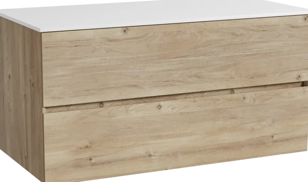 Storke Edge badkamermeubel met Tavola wastafelblad voor waskom(men)