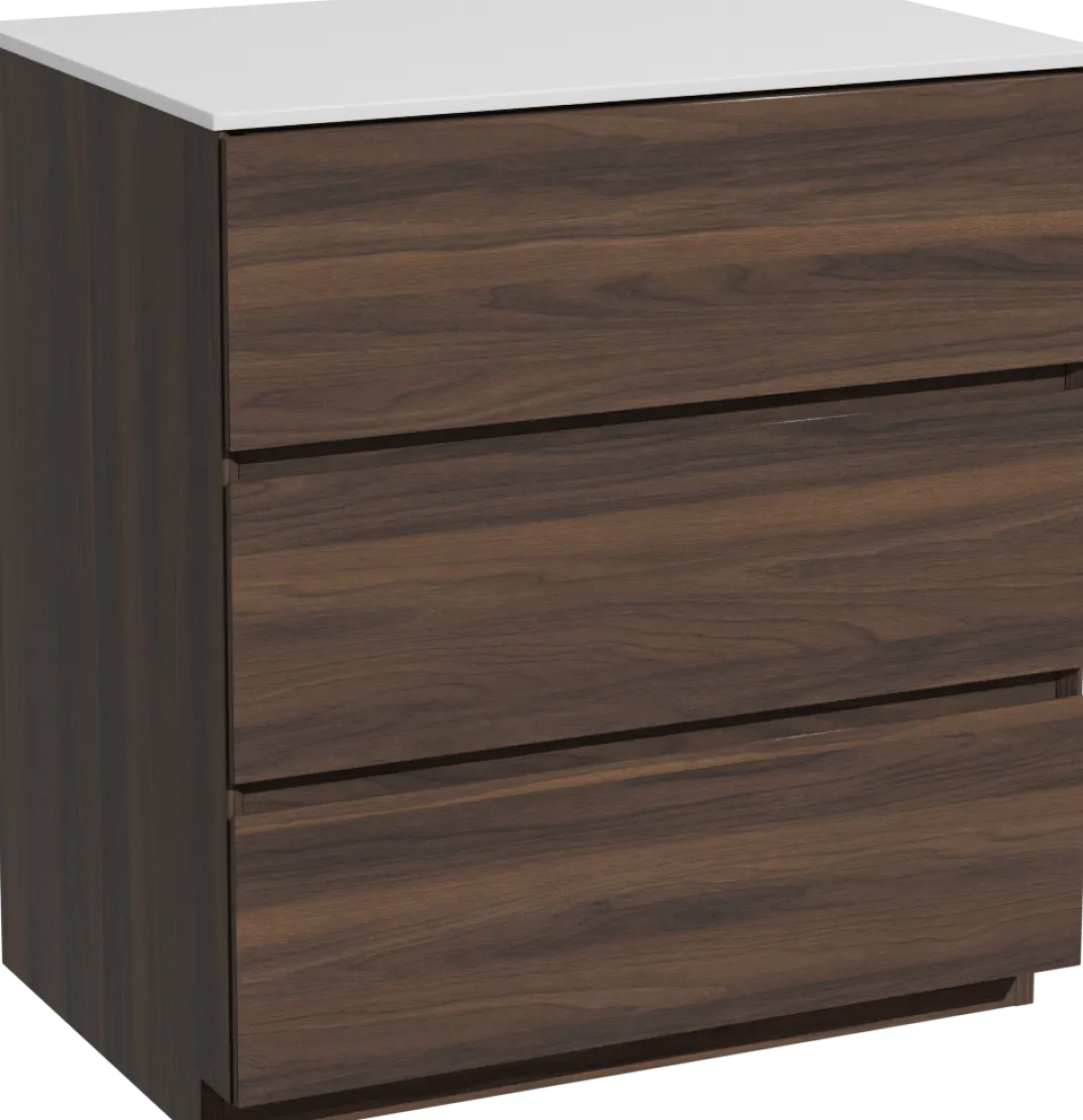 Storke Edge badkamermeubel met Tavola wastafelblad voor waskom(men)