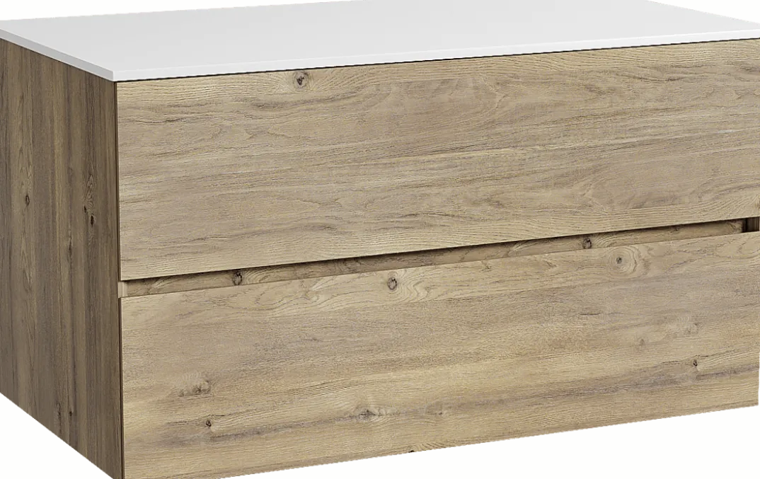 Storke Edge badkamermeubel met Tavola wastafelblad voor waskom(men)