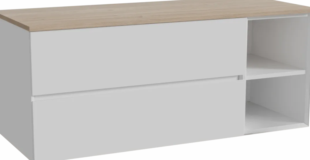 Storke Edge badkamermeubel met Panton wastafelblad voor waskom(men)