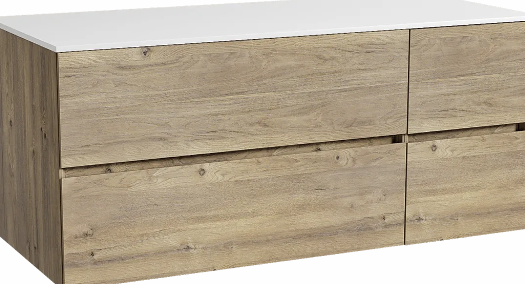 Storke Edge badkamermeubel met Tavola wastafelblad voor waskom(men)