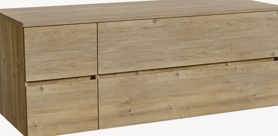 Storke Edge badkamermeubel met Panton wastafelblad voor waskom(men)