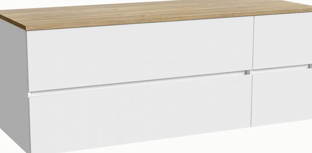 Storke Edge badkamermeubel met Panton wastafelblad voor waskom(men)