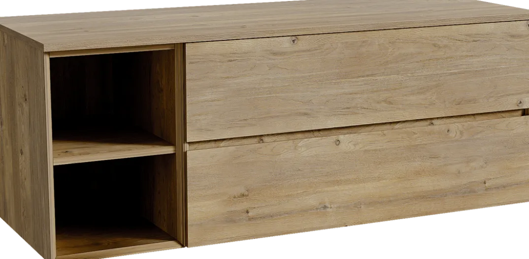 Storke Edge badkamermeubel met Panton wastafelblad voor waskom(men)
