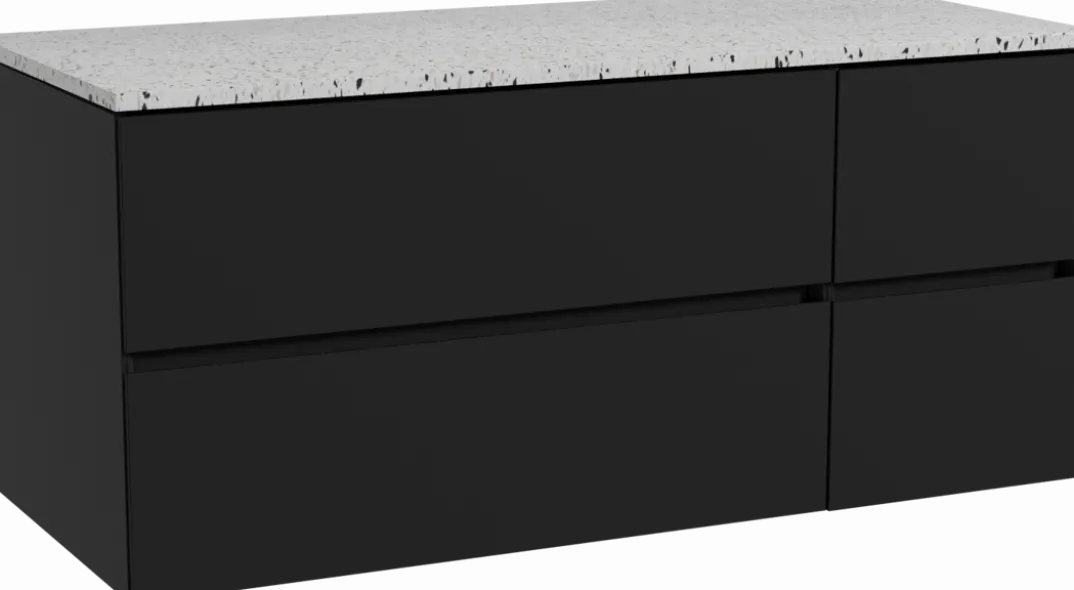 Storke Edge badkamermeubel met Tavola wastafelblad voor waskom(men)