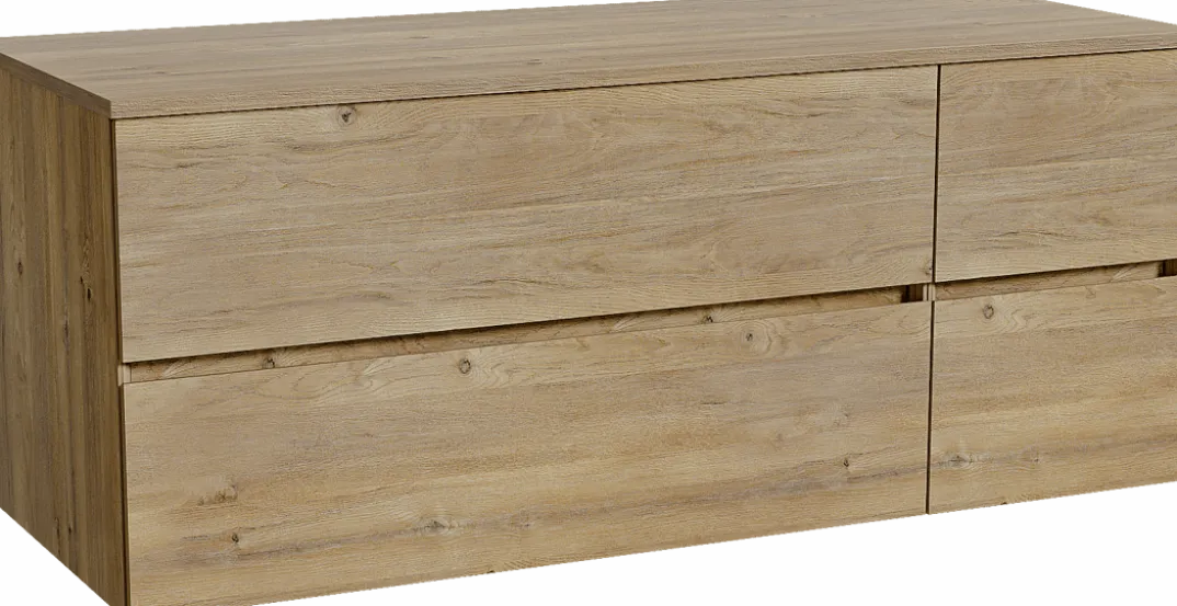 Storke Edge badkamermeubel met Panton wastafelblad voor waskom(men)