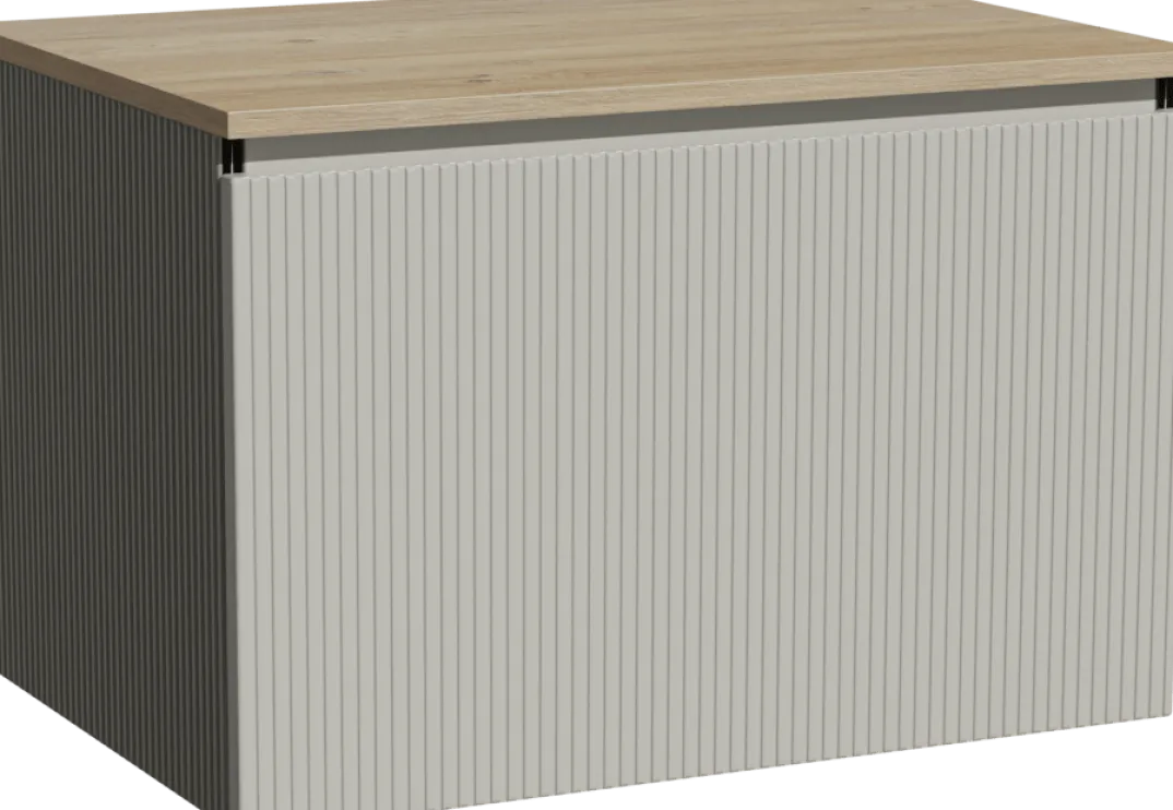 Storke Ribs badkamermeubel met Panton wastafelblad voor waskom(men)