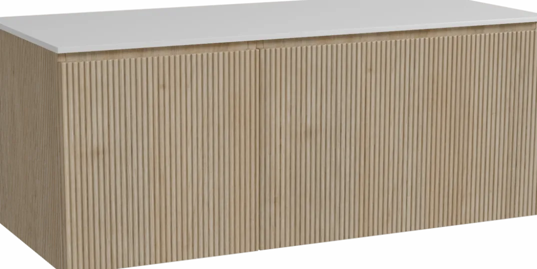 Storke Ribs badkamermeubel met Tavola wastafelblad voor waskom(men)