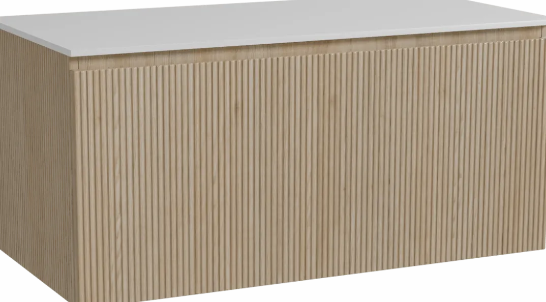 Storke Ribs badkamermeubel met Tavola wastafelblad voor waskom(men)