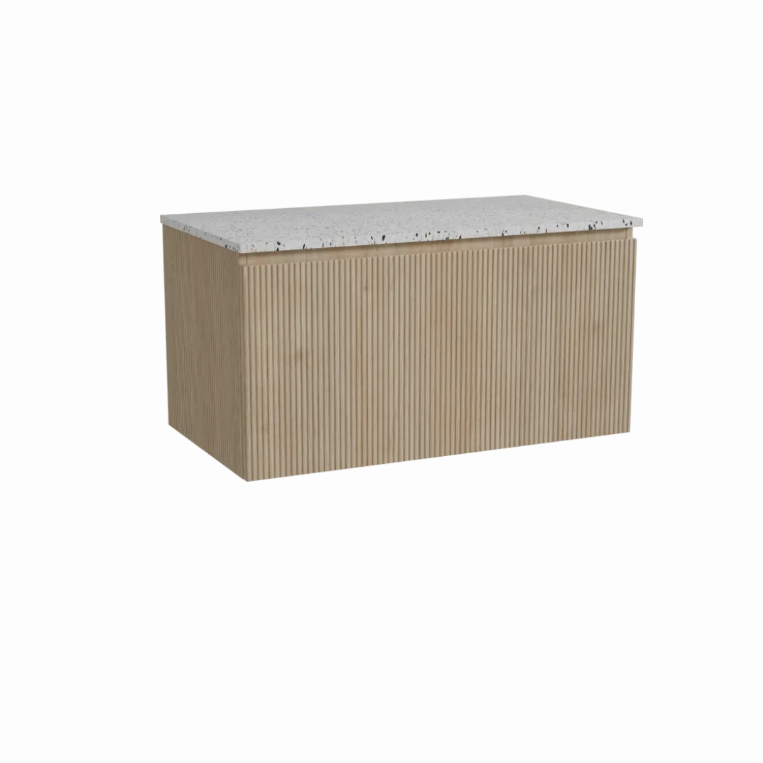 Storke Ribs badkamermeubel met Tavola wastafelblad voor waskom(men)