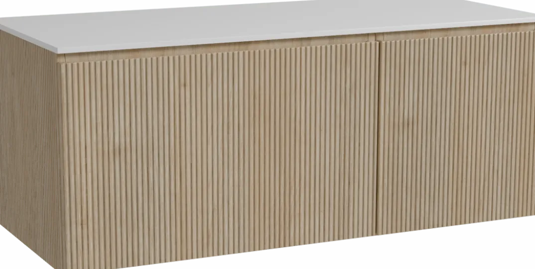 Storke Ribs badkamermeubel met Tavola wastafelblad voor waskom(men)