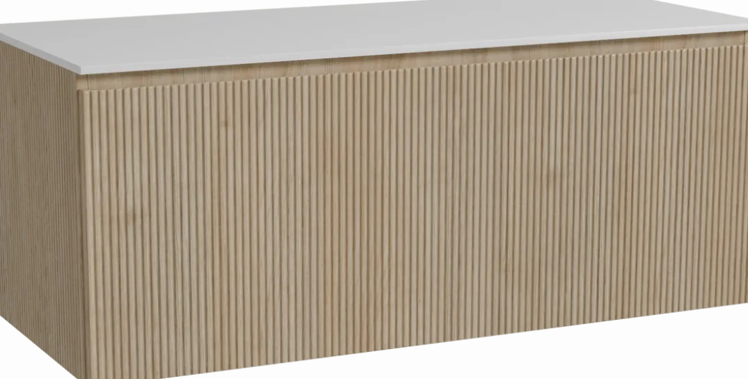 Storke Ribs badkamermeubel met Tavola wastafelblad voor waskom(men)