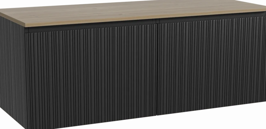 Storke Ribs badkamermeubel met Panton wastafelblad voor waskom(men)