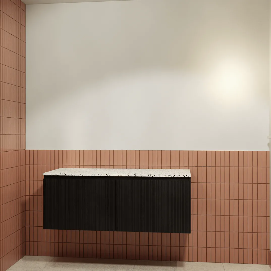 Storke Ribs badkamermeubel met Tavola wastafelblad voor waskom(men)