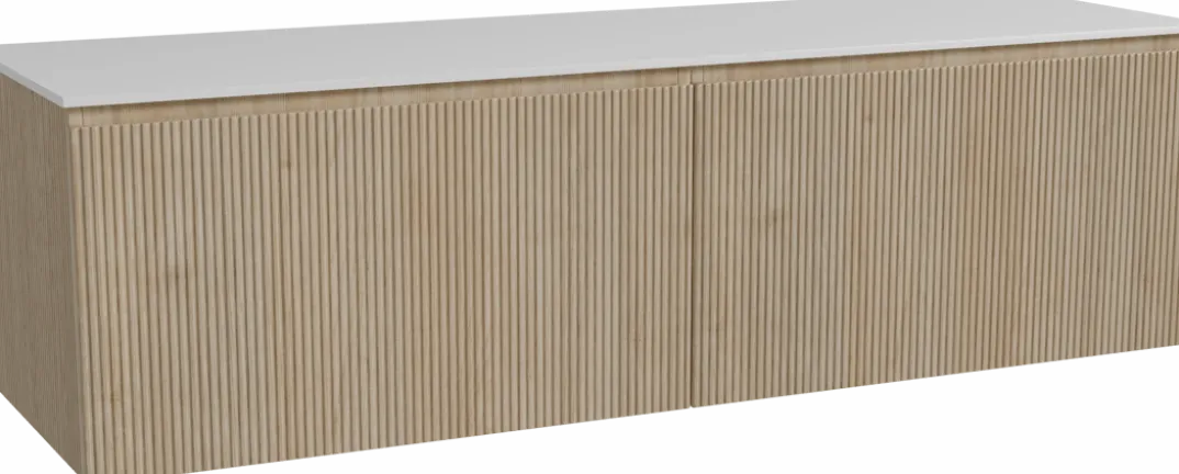 Storke Ribs badkamermeubel met Tavola wastafelblad voor waskom(men)