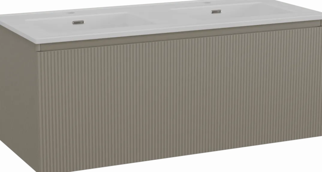 Storke Ribs badkamermeubel met Kera wastafel, afvoerpluggen inbegrepen