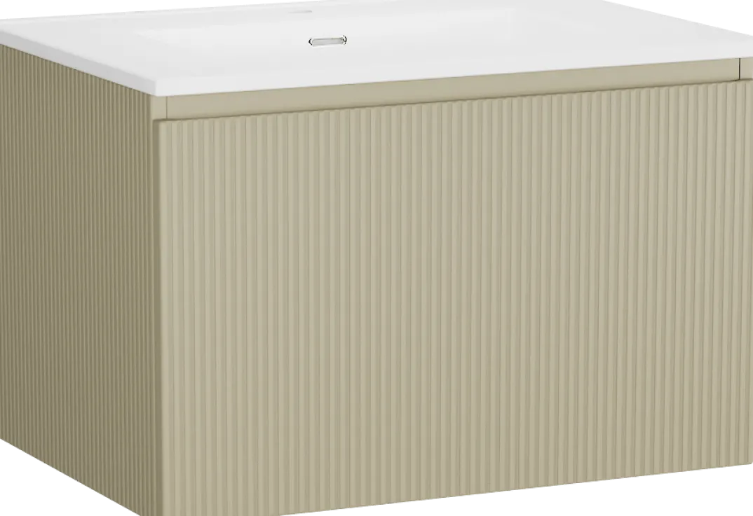 Storke Ribs badkamermeubel met Kera wastafel, afvoerplug inbegrepen