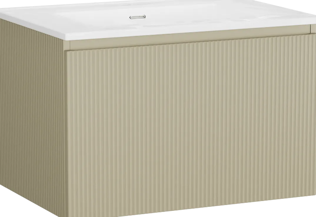 Storke Ribs badkamermeubel met Kera wastafel, afvoerplug inbegrepen