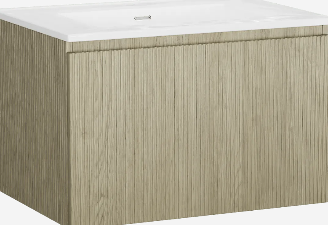 Storke Ribs badkamermeubel met Kera wastafel, afvoerplug inbegrepen