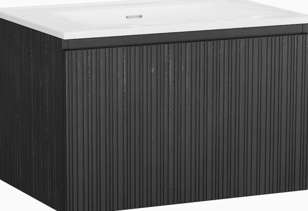 Storke Ribs badkamermeubel met Kera wastafel, afvoerplug inbegrepen