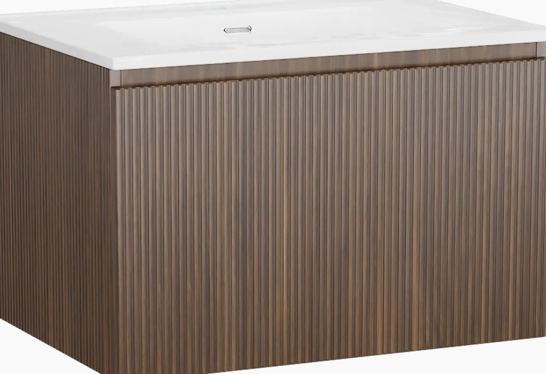 Storke Ribs badkamermeubel met Kera wastafel, afvoerplug inbegrepen