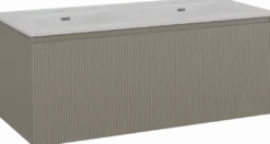 Storke Ribs badkamermeubel met Kera wastafel, afvoerpluggen inbegrepen