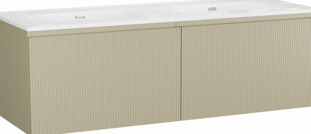 Storke Ribs badkamermeubel met Kera wastafel, afvoerpluggen inbegrepen