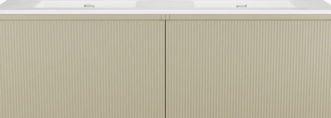 Storke Ribs badkamermeubel met Kera wastafel, afvoerpluggen inbegrepen