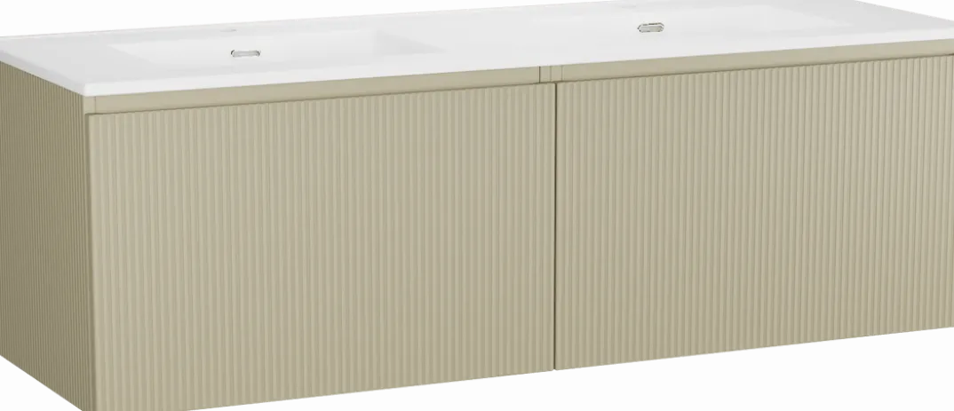 Storke Ribs badkamermeubel met Kera wastafel, afvoerpluggen inbegrepen