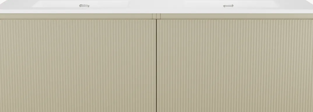 Storke Ribs badkamermeubel met Kera wastafel, afvoerpluggen inbegrepen
