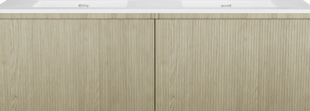 Storke Ribs badkamermeubel met Kera wastafel, afvoerpluggen inbegrepen