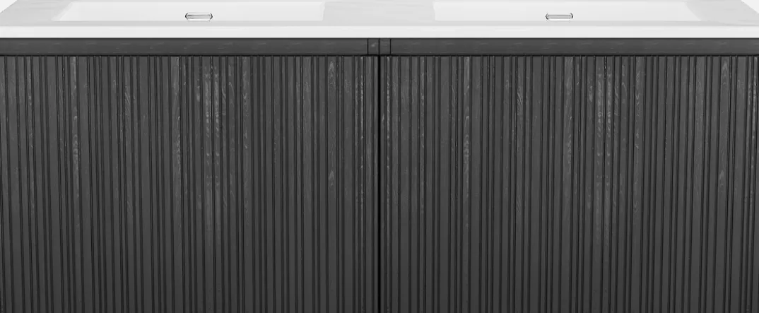 Storke Ribs badkamermeubel met Kera wastafel, afvoerpluggen inbegrepen