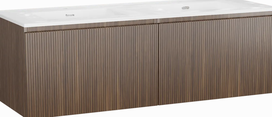 Storke Ribs badkamermeubel met Kera wastafel, afvoerpluggen inbegrepen