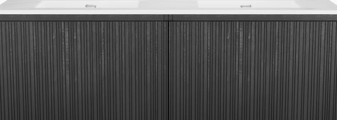 Storke Ribs badkamermeubel met Kera wastafel, afvoerpluggen inbegrepen