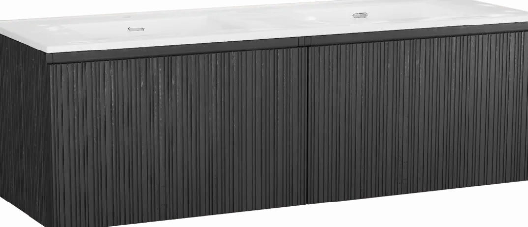Storke Ribs badkamermeubel met Kera wastafel, afvoerpluggen inbegrepen