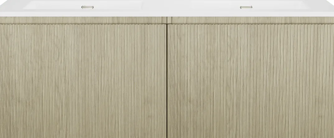 Storke Ribs badkamermeubel met Kera wastafel, afvoerpluggen inbegrepen