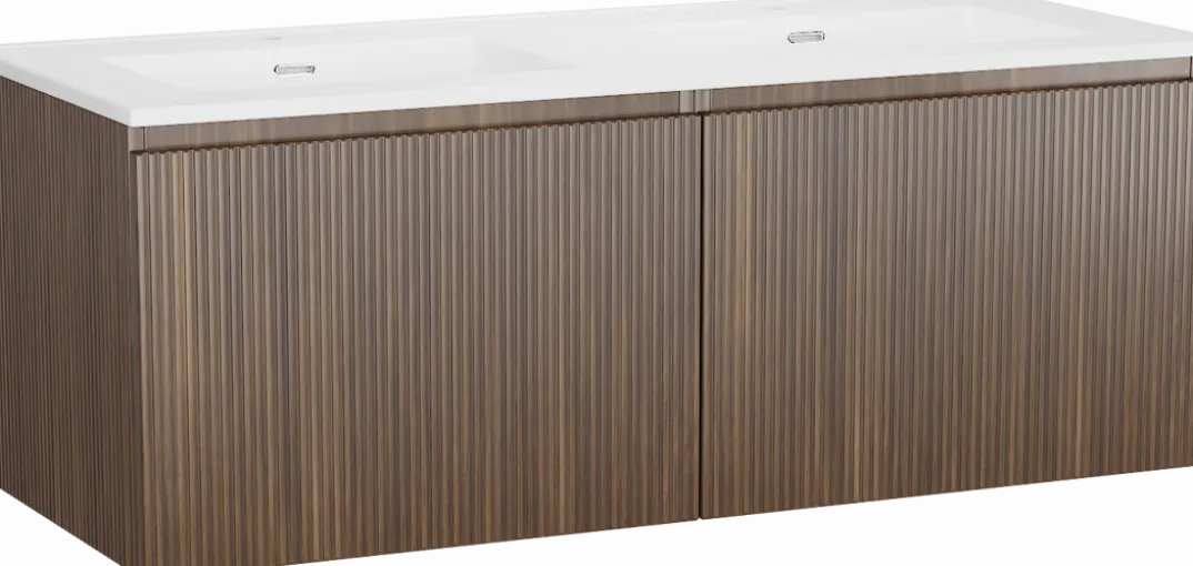 Storke Ribs badkamermeubel met Kera wastafel, afvoerpluggen inbegrepen